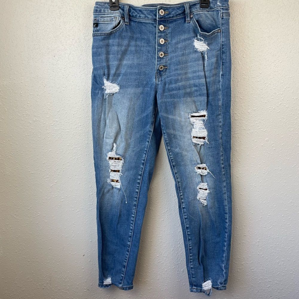 Kancan Distressed Denim Jeans Size 13/30 EUC